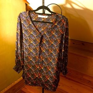 Sejour Purple Orange Long Sleeve Blouse, EUC, 1X